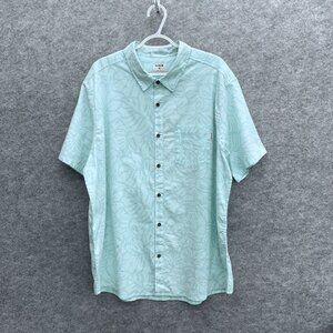 Hurley Men's Short Sleeve Button Up Shirt Size XXL, Casual Leisure Green Floral